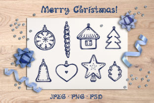 8 Hand Drawn Christmas Decorations Illustrations