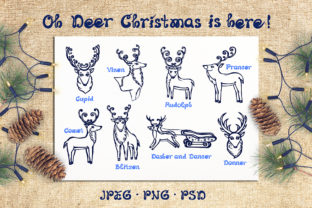 8 Hand Drawn Christmas Deer Illustrations