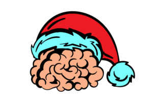 A Human Brain with Santa Hat for Christmas Campaigns
