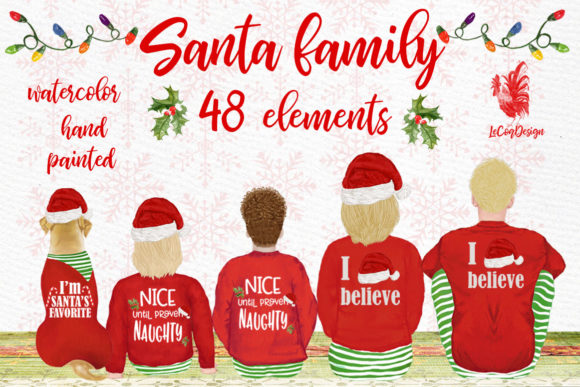 Christmas Family Clipart Illustrations