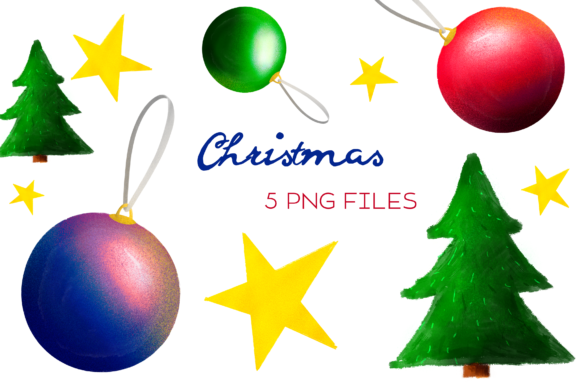 Christmas Ornaments Star Ball Xmas Tree Illustrations