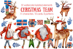 Christmas Team Watercolor Clip Art Set for Festive Branding