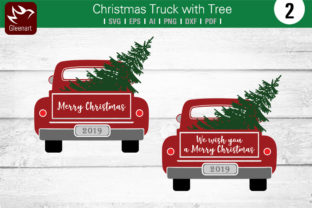 Christmas Truck with Tree Illustrations