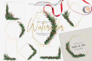 Christmas Watercolor Geometric Frames