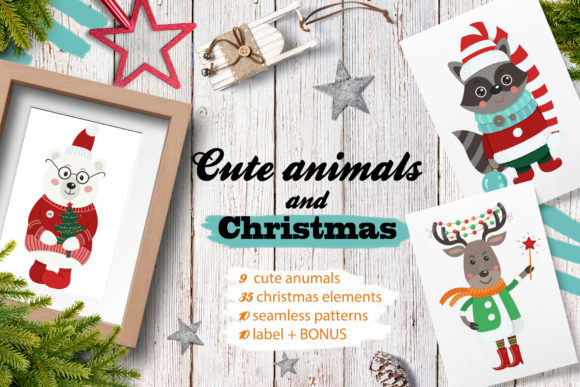 Cute Animals and Christmas Illustrations