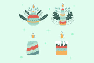 Hand Drawn Christmas Candle Collection Illustrations