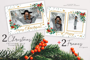 Merry Christmas Card Template 5x7 Illustrations