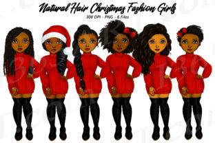 Natural Hair Christmas Girls Clipart Set