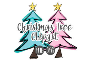 Pink Blue Christmas Tree Clipart Illustrations