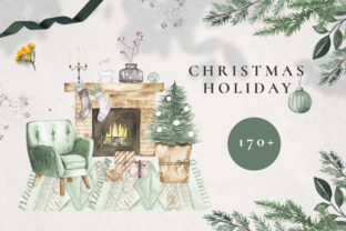 Watercolor Christmas Holiday Set for Creative Design